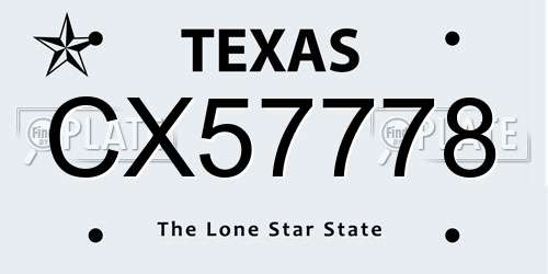 CX57778 Texas License Plate