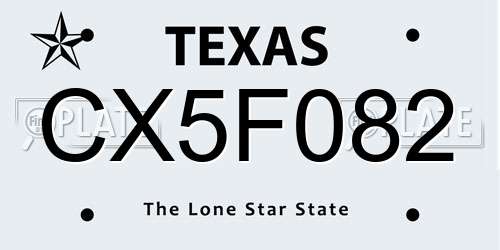 CX5F082 Texas License Plate