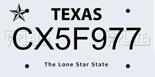 CX5F977 Texas License Plate