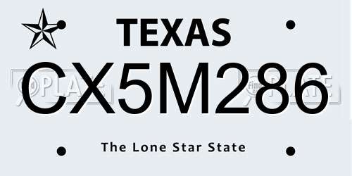 CX5M286 Texas License Plate