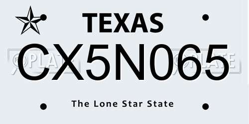 CX5N065 Texas License Plate