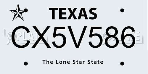 CX5V586 Texas License Plate