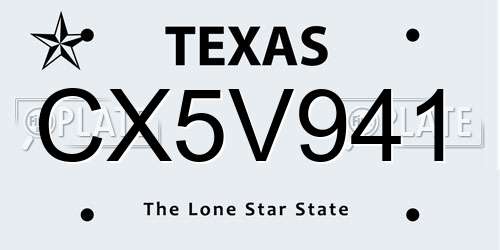 CX5V941 Texas License Plate