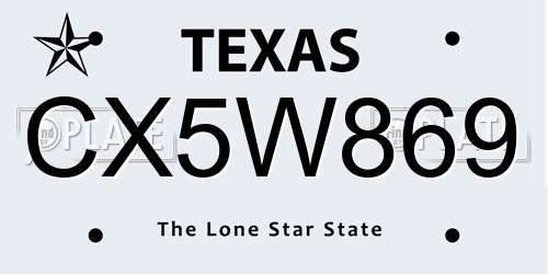 CX5W869 Texas License Plate