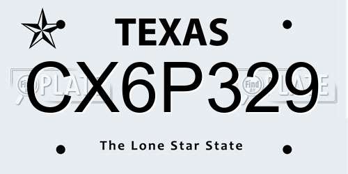 CX6P329 Texas License Plate