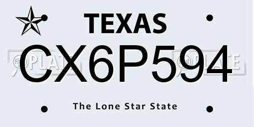 CX6P594 Texas License Plate
