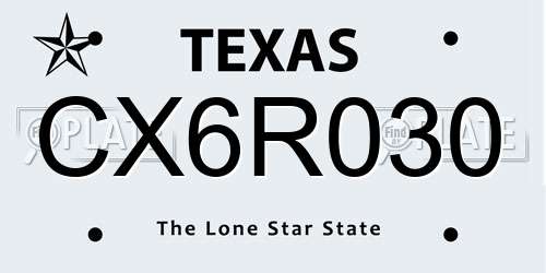 CX6R030 Texas License Plate