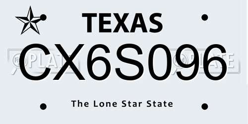 CX6S096 Texas License Plate