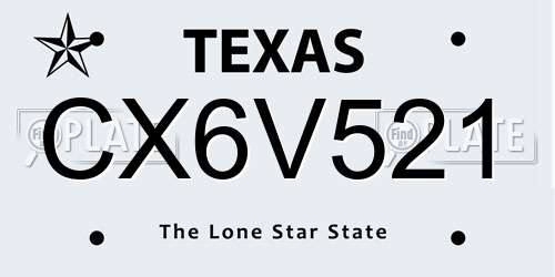 CX6V521 Texas License Plate