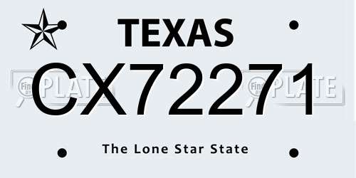 CX72271 Texas License Plate