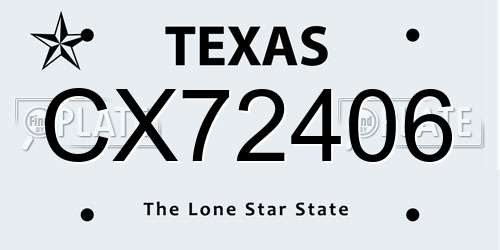 CX72406 Texas License Plate
