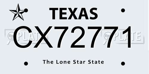 CX72771 Texas License Plate