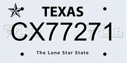 CX77271 Texas License Plate