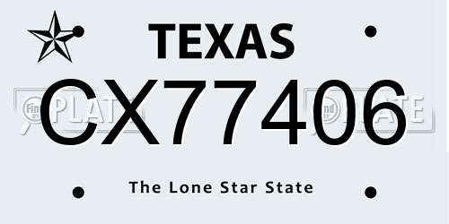 CX77406 Texas License Plate