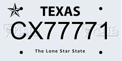CX77771 Texas License Plate