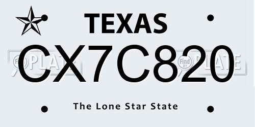 CX7C820 Texas License Plate