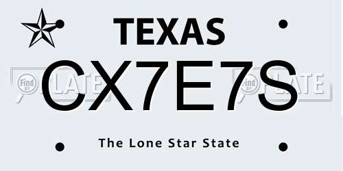 CX7E7S Texas License Plate