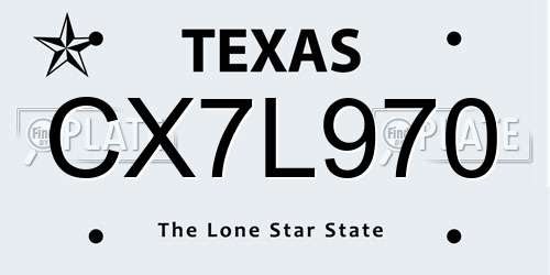 CX7L970 Texas License Plate