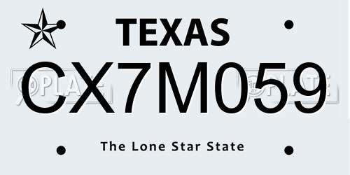 CX7M059 Texas License Plate