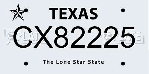 CX82225 Texas License Plate
