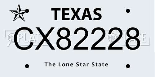 CX82228 Texas License Plate