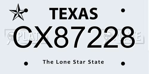 CX87228 Texas License Plate
