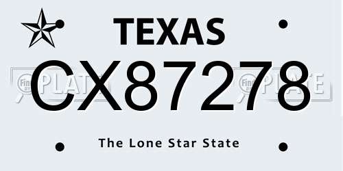 CX87278 Texas License Plate