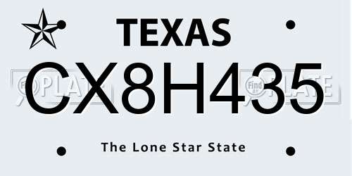 CX8H435 Texas License Plate