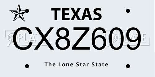CX8Z609 Texas License Plate