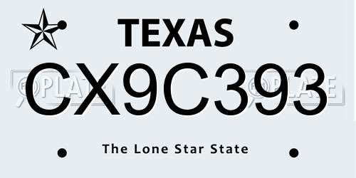 CX9C393 Texas License Plate