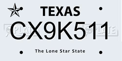 CX9K511 Texas License Plate