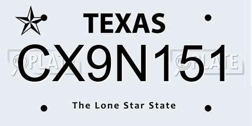 CX9N151 Texas License Plate
