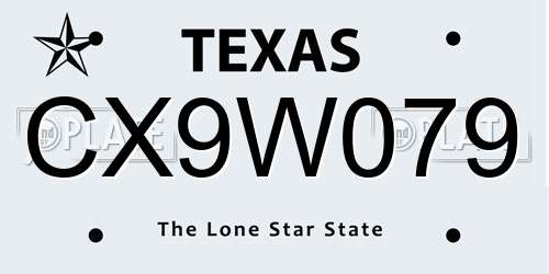 CX9W079 Texas License Plate
