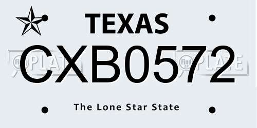 CXB0572 Texas License Plate