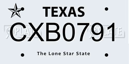 CXB0791 Texas License Plate