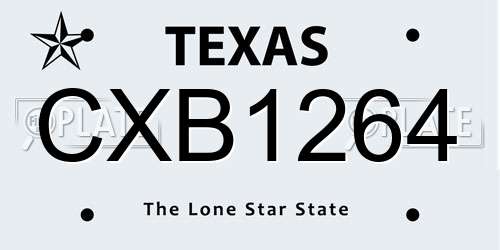 CXB1264 Texas License Plate