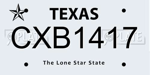CXB1417 Texas License Plate