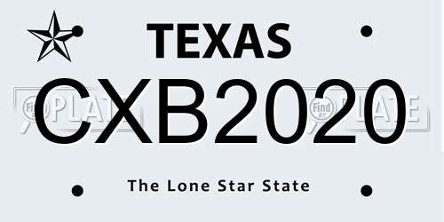 CXB2020 Texas License Plate