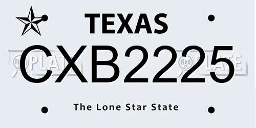 CXB2225 Texas License Plate