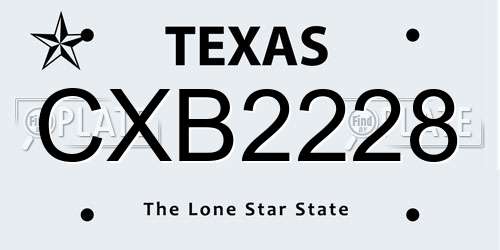 CXB2228 Texas License Plate