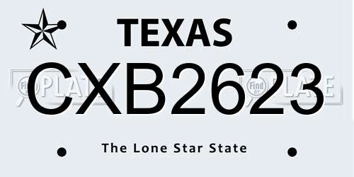 CXB2623 Texas License Plate
