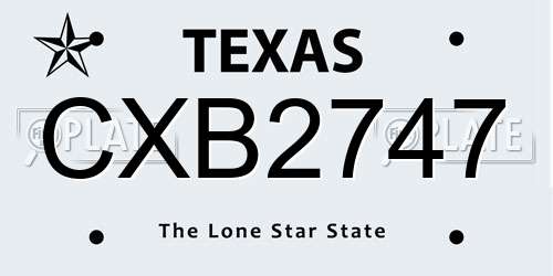 CXB2747 Texas License Plate