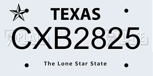 CXB2825 Texas License Plate