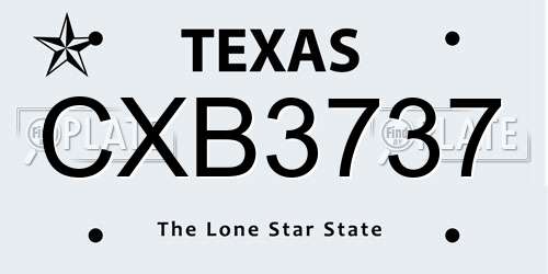 CXB3737 Texas License Plate