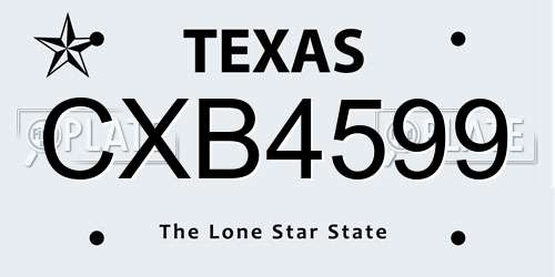 CXB4599 Texas License Plate