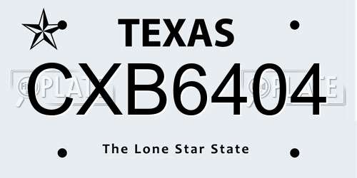 CXB6404 Texas License Plate