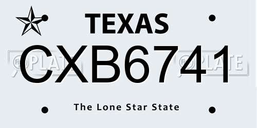CXB6741 Texas License Plate