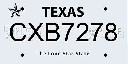 CXB7278 Texas License Plate