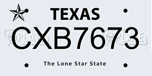 CXB7673 Texas License Plate