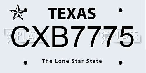 CXB7775 Texas License Plate